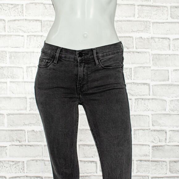 FRAME Denim Women's 24 Le Skinny De Jeanne Jeans Crop Triangle Raw hem Tull Gray - Picture 10 of 13